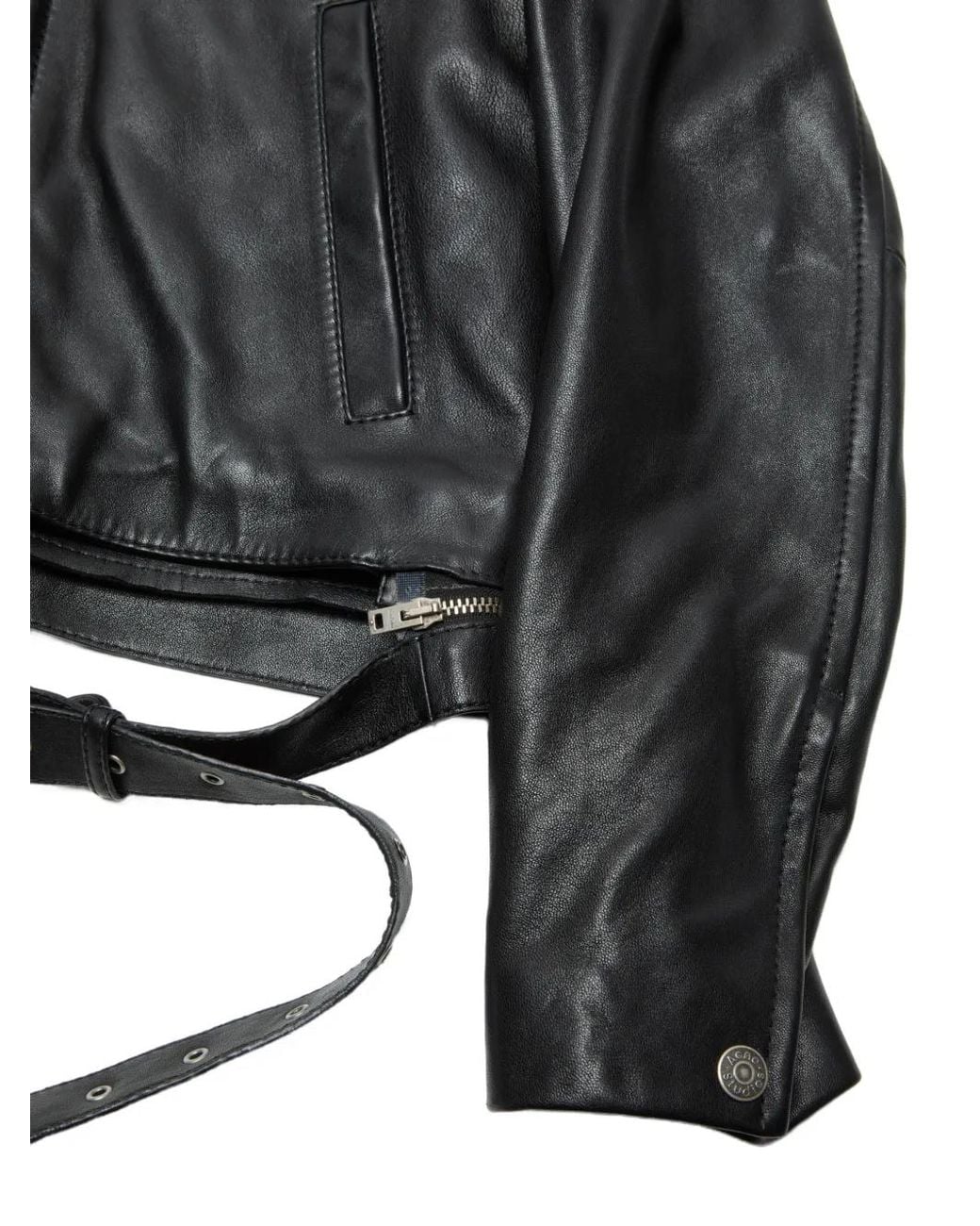 Acne Black Leather Biker Jacket for men
