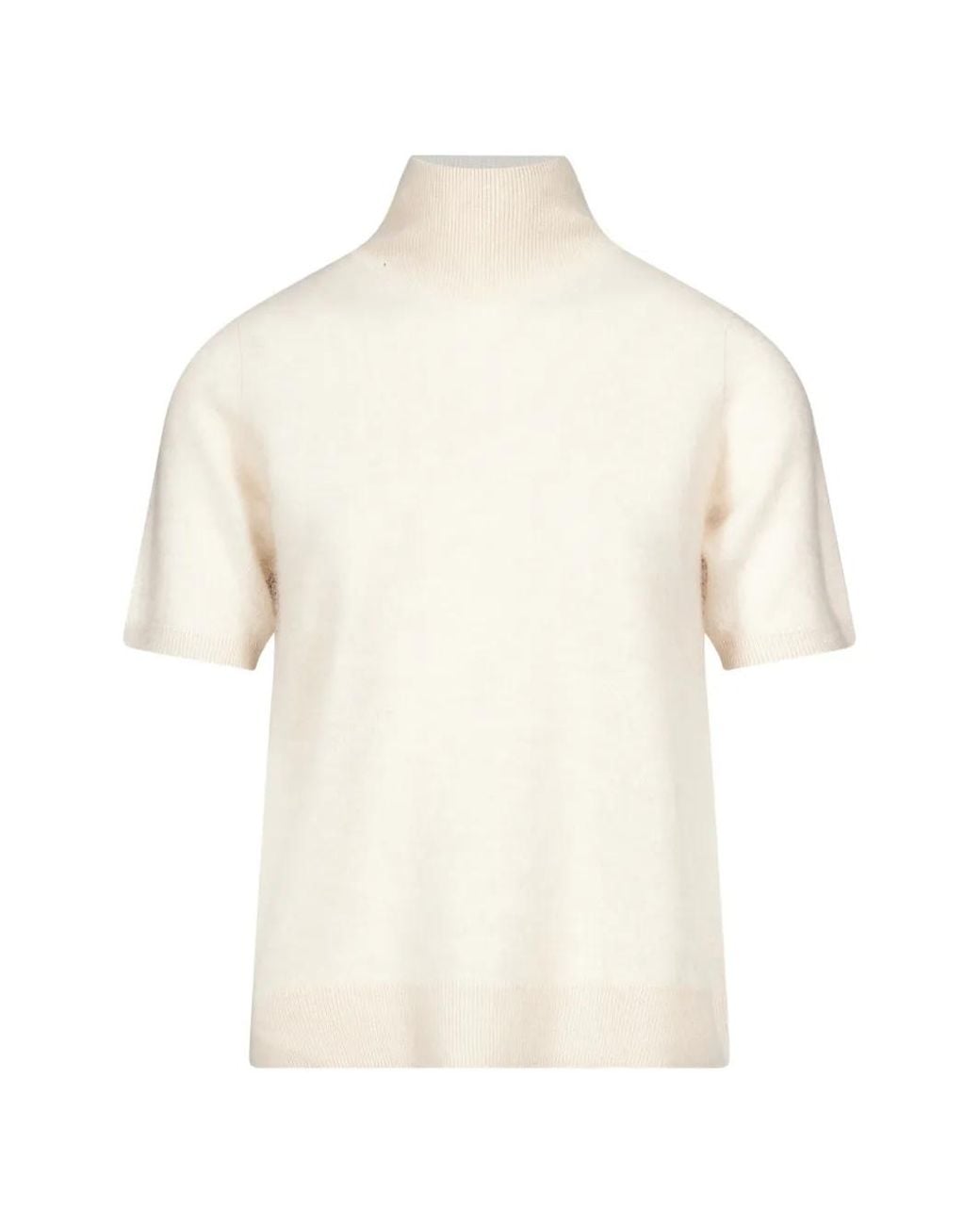 Max Mara White Short-Sleeve High-Neck Sweater