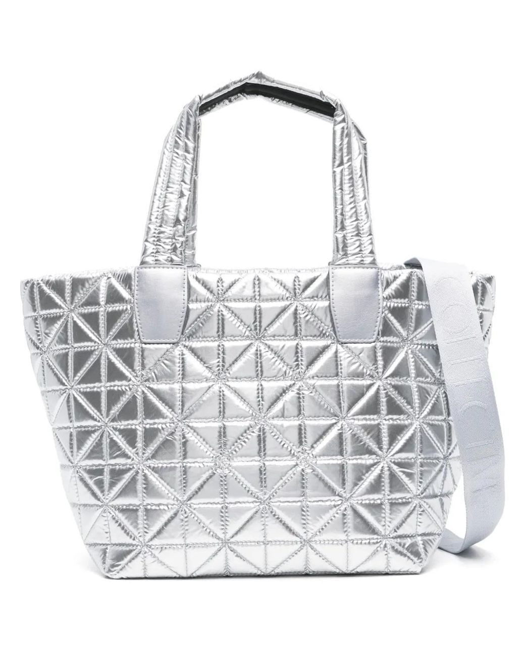 VEE COLLECTIVE White Small Vee Quilted Tote Bag