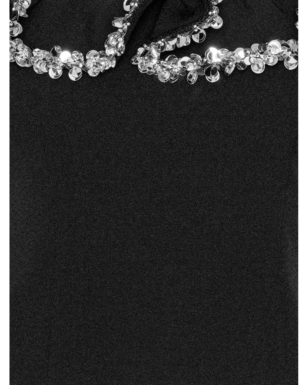 ROTATE BIRGER CHRISTENSEN Black Crepe Ruffle Top
