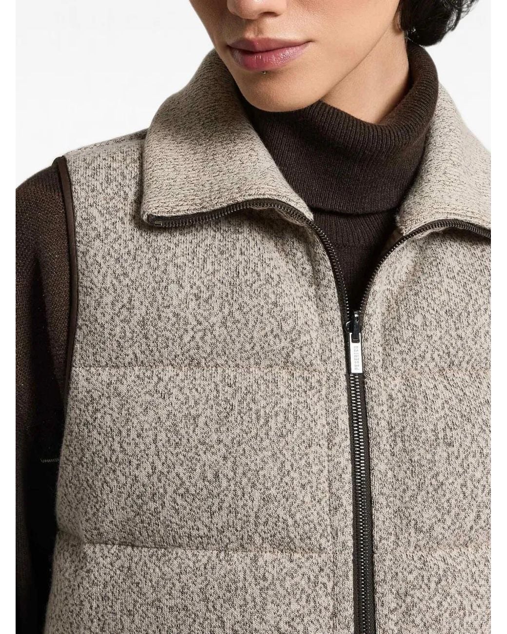 Peserico Brown Gilet Matelassé À Design Réversible