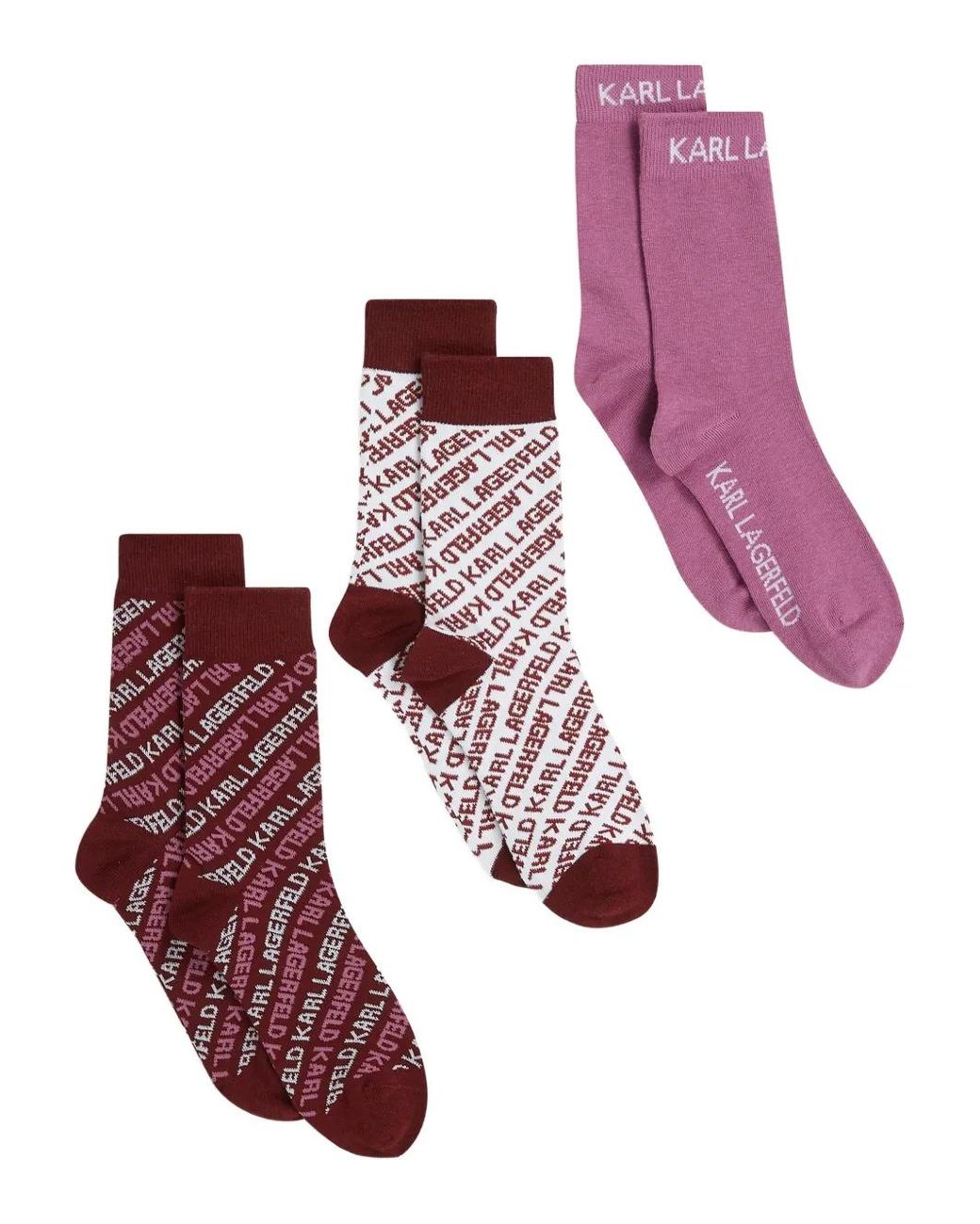 Karl Lagerfeld Purple All-Over Logo Socks (Pack Of Three)