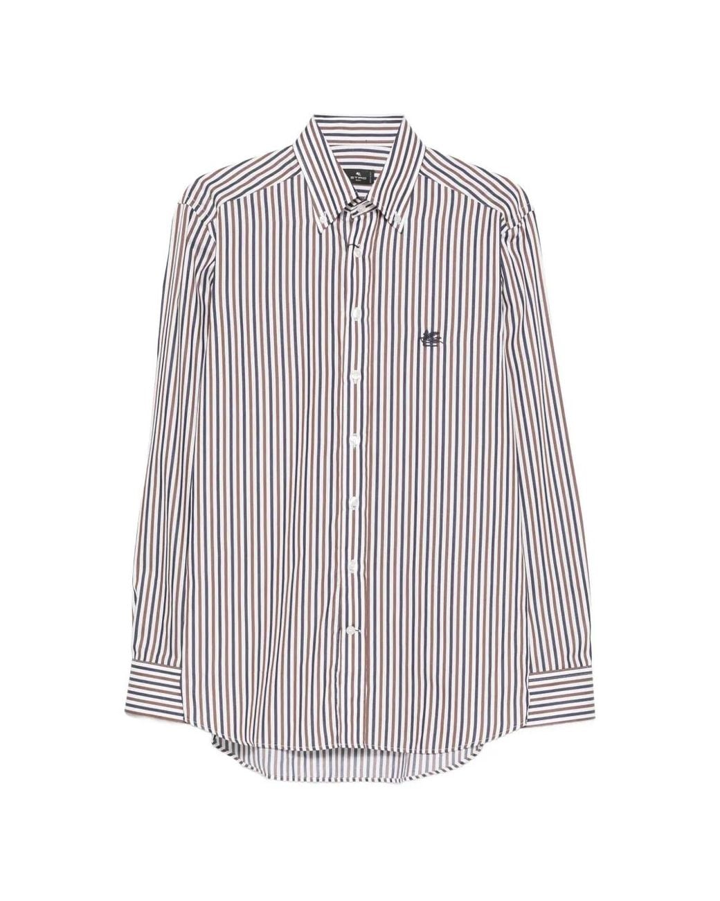 Etro Gray Striped Button-Down Shirt for men