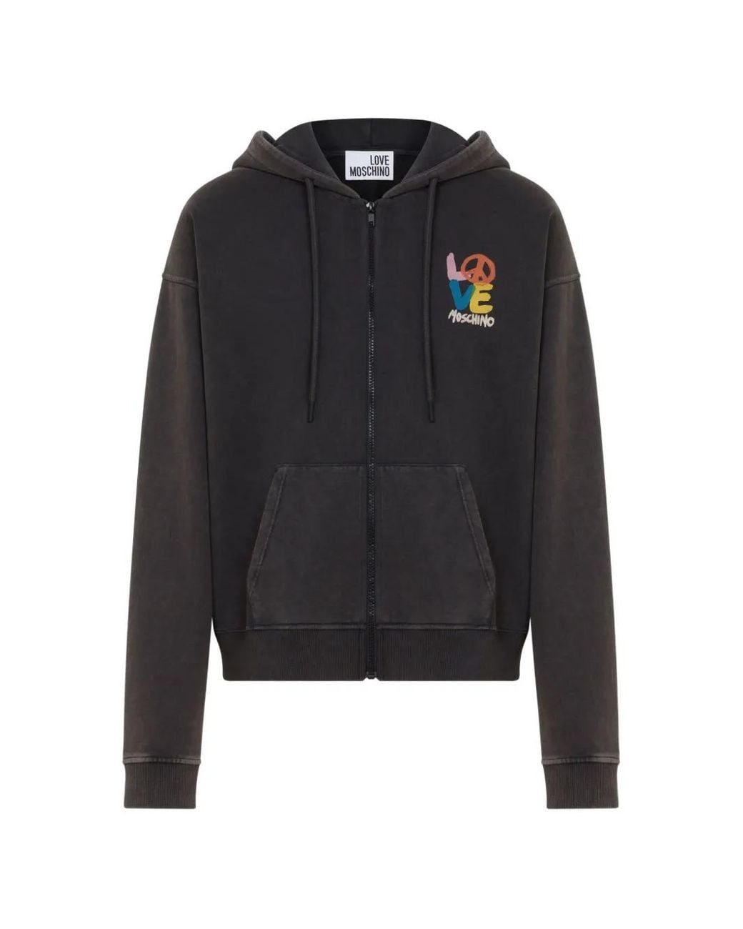 Love Moschino Black Logo-Print Zip-Up Hoodie for men