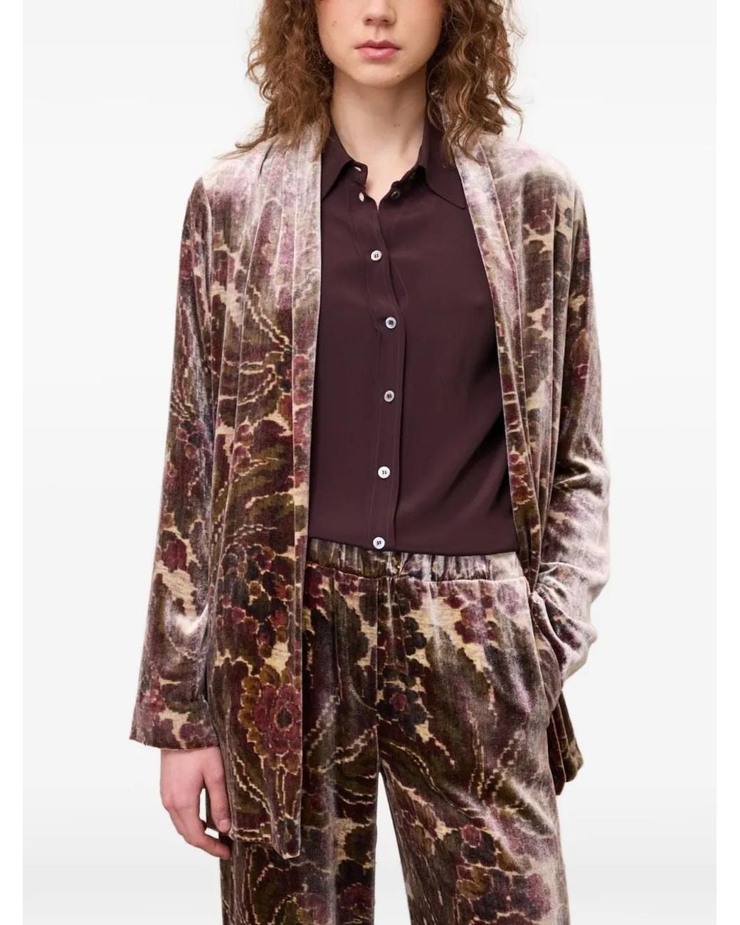 Ottod'Ame Brown Floral-Print Jacket