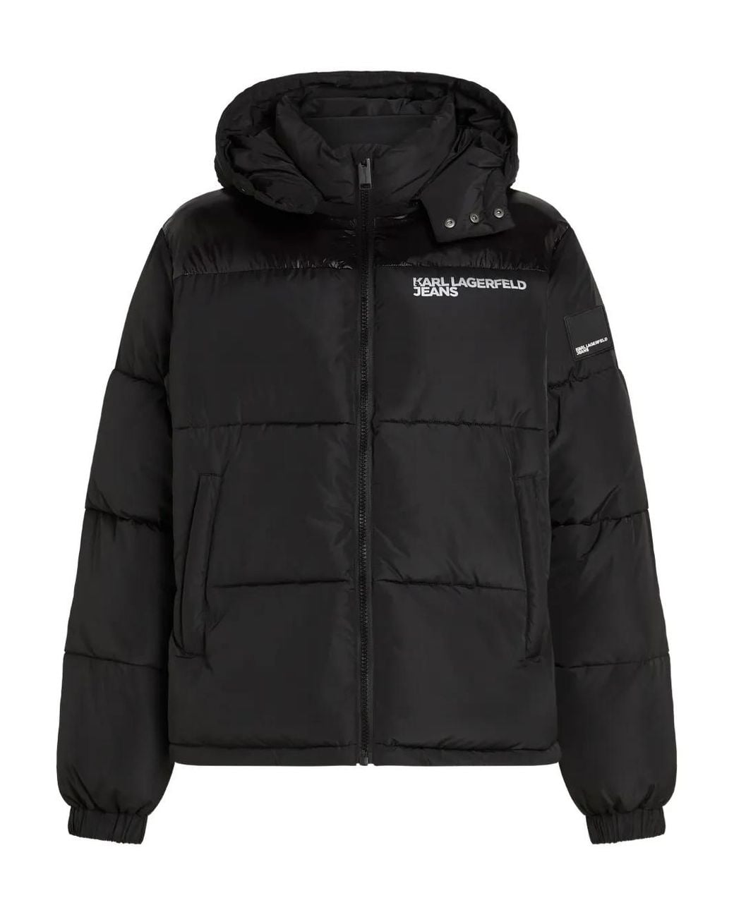 Karl Lagerfeld Black Logo-Print Puffer Jacket for men