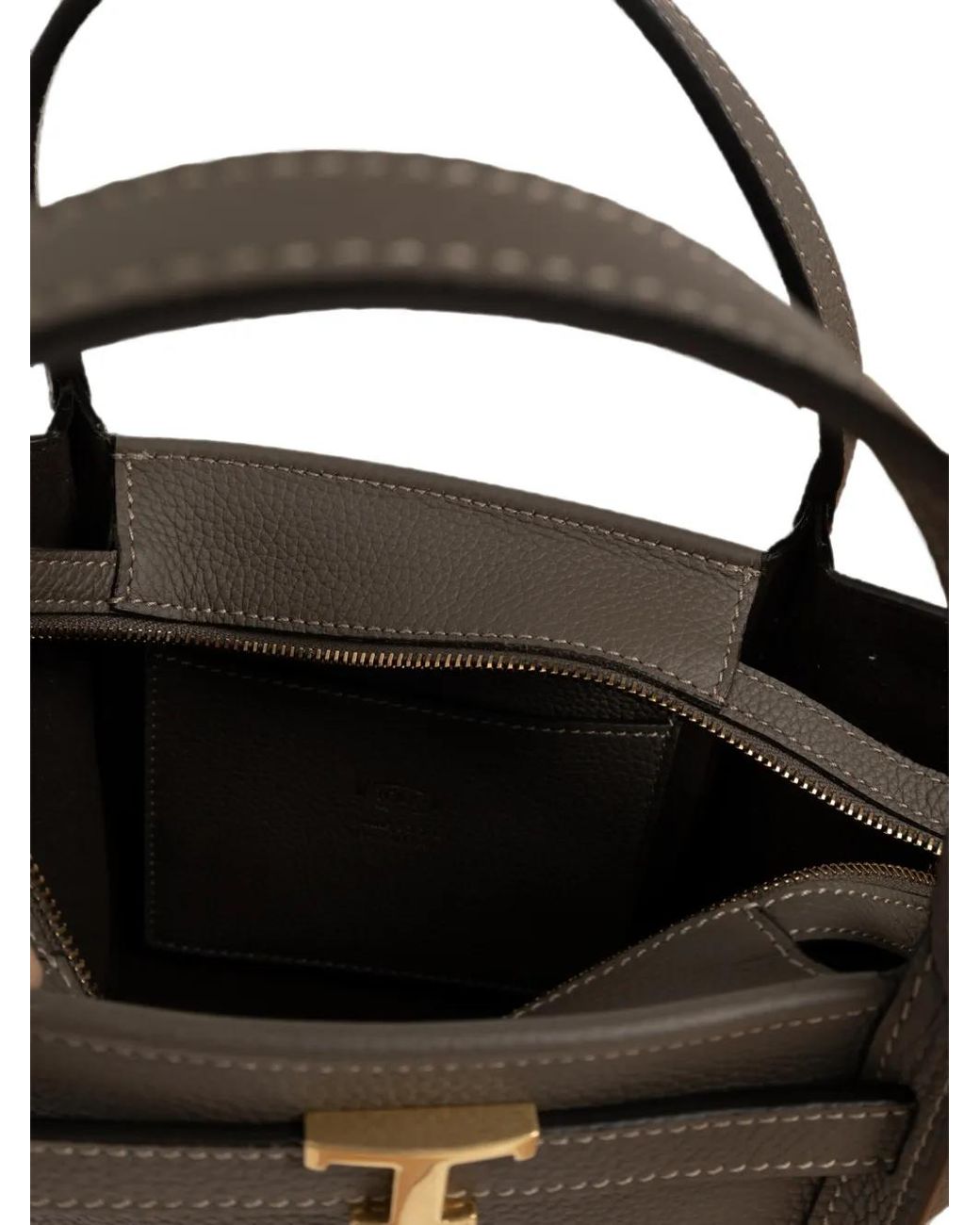 Tod's Brown T Signature Mini Shopping Bag