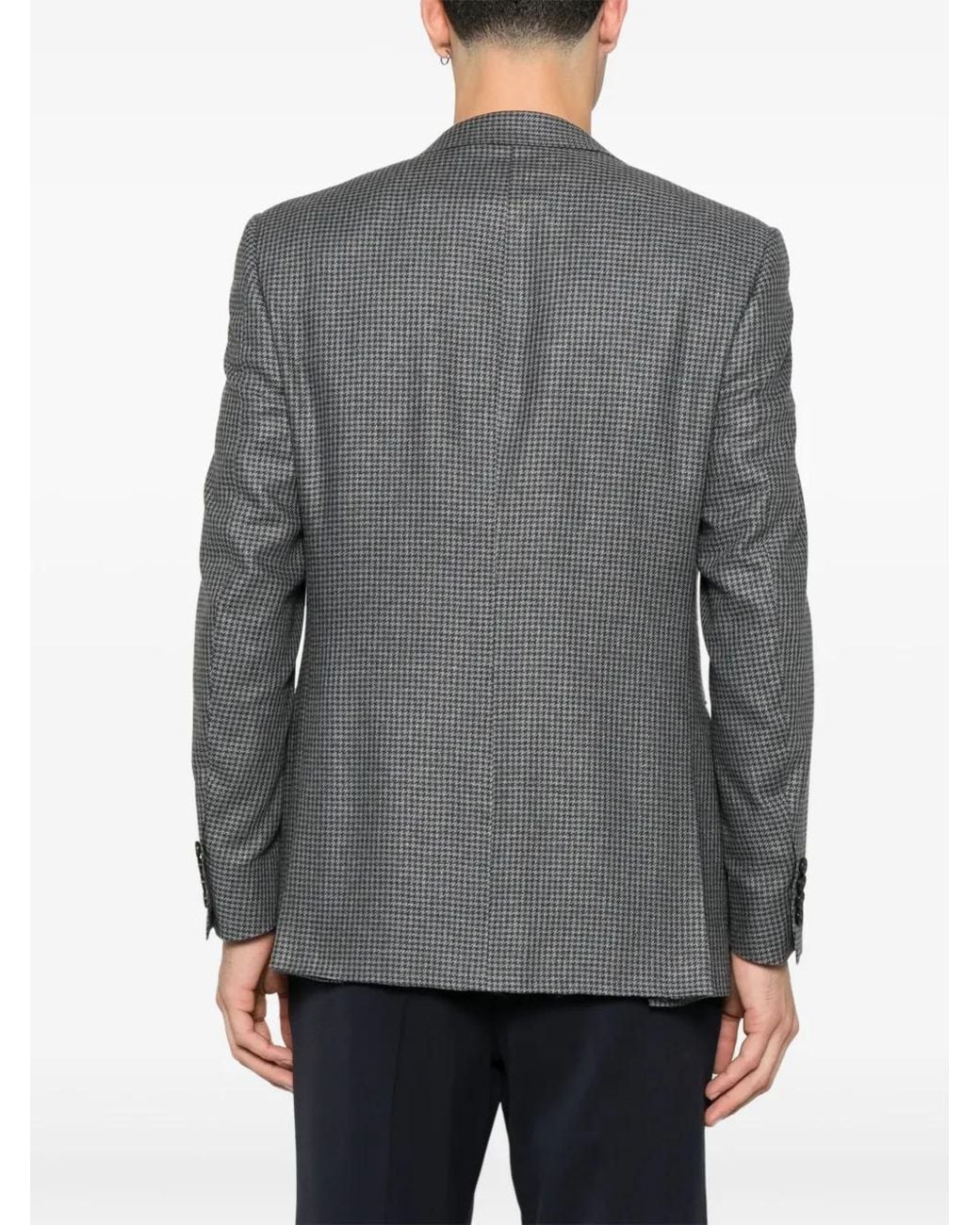 Canali Gray Houndstooth-Pattern Blazer for men