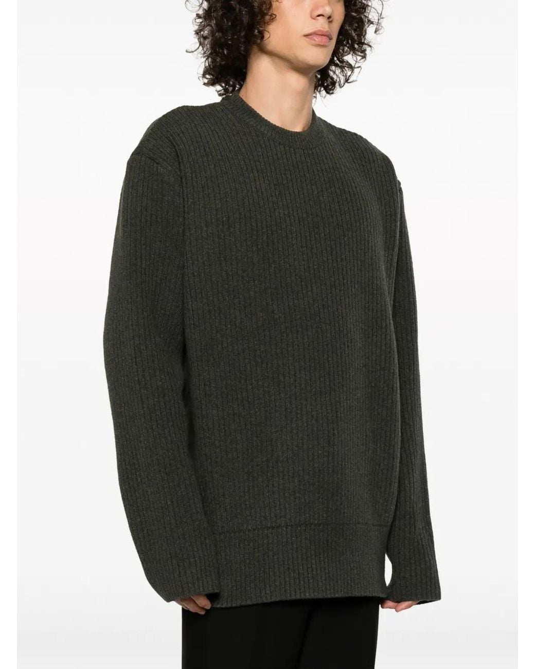 Givenchy Black Oversize Ribbed Sweater In Military for men