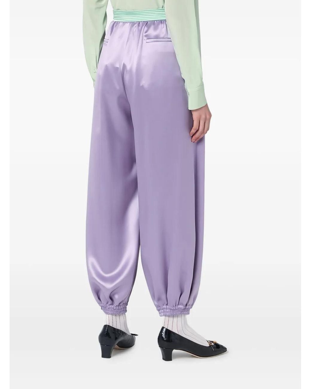 Valentino Garavani Purple Silk Trousers