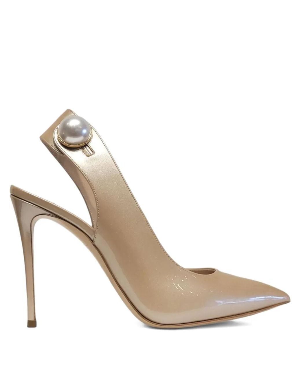 Casadei White 100Mm Embellished Sling-Back Pumps