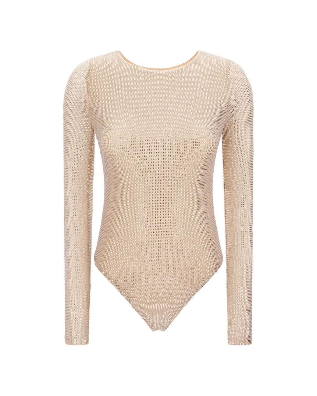 Twentyfourhaitch White Arches Rhinestone-Embellished Long-Sleeve Bodysuit