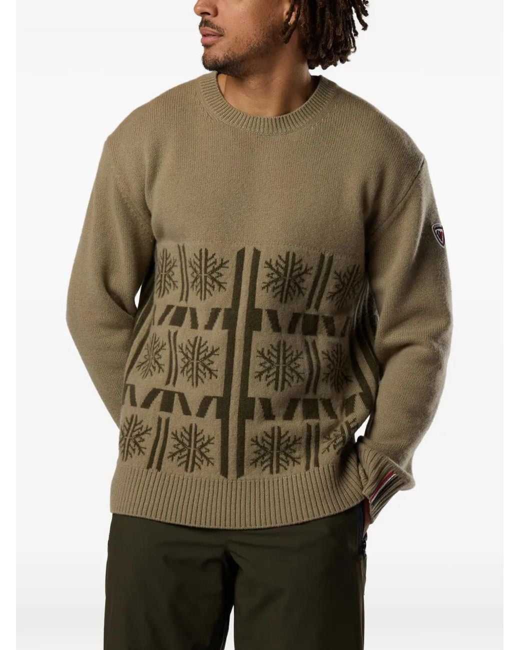 Rossignol Green Patterned Crewneck Sweater for men