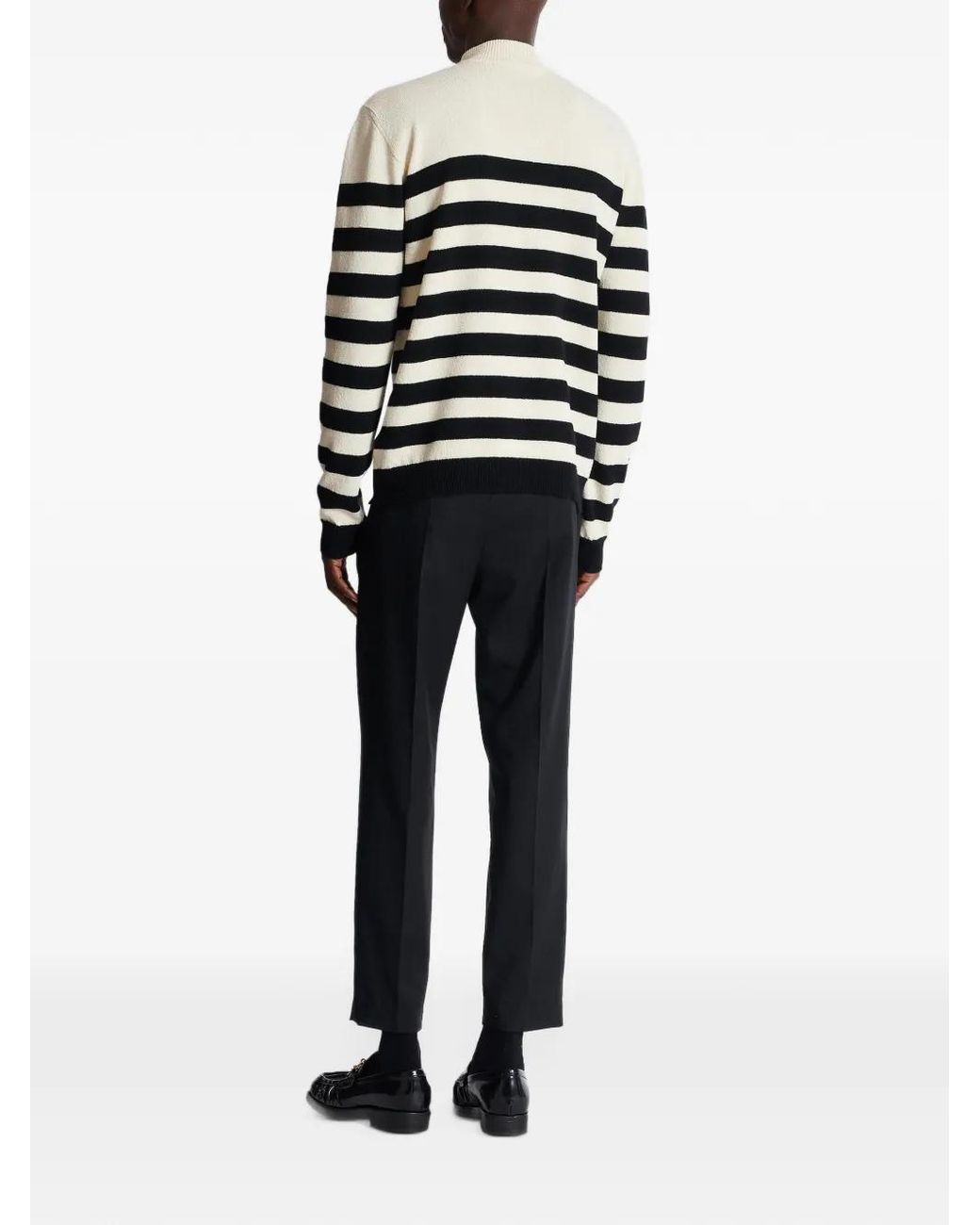 Balmain Gestreifter Pullover in White für Herren