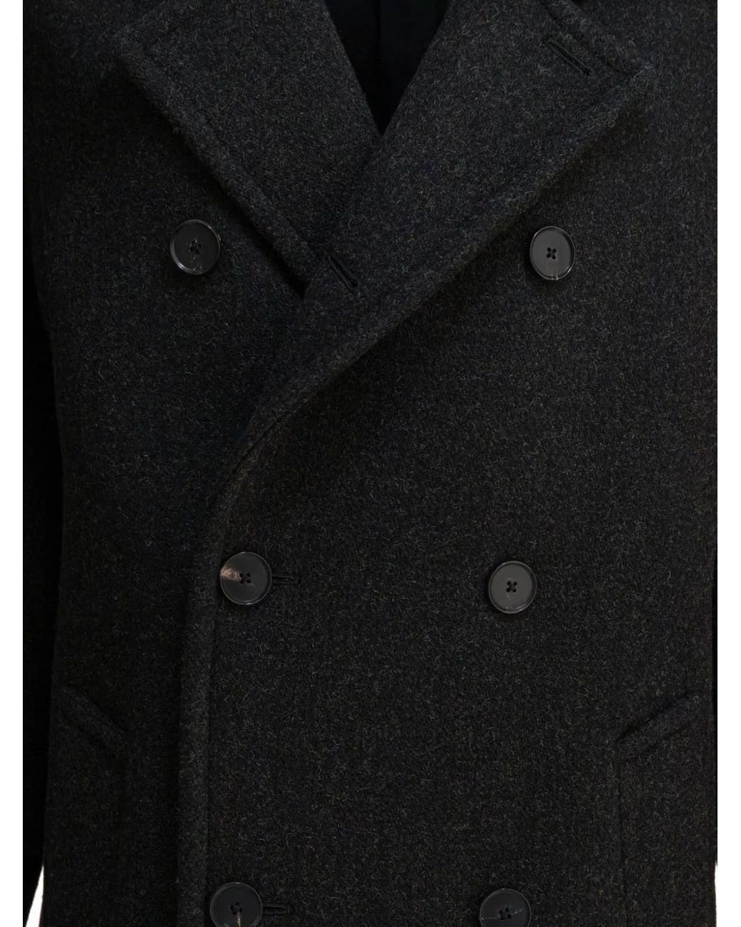 Auralee Black Double-Breasted Wool Coat for men