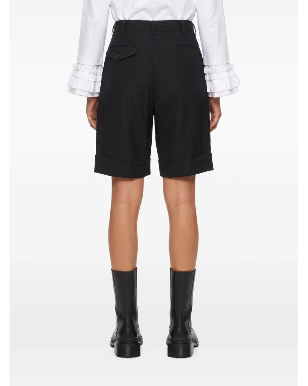 Comme des Garçons Black Pleated Turn-Up Shorts