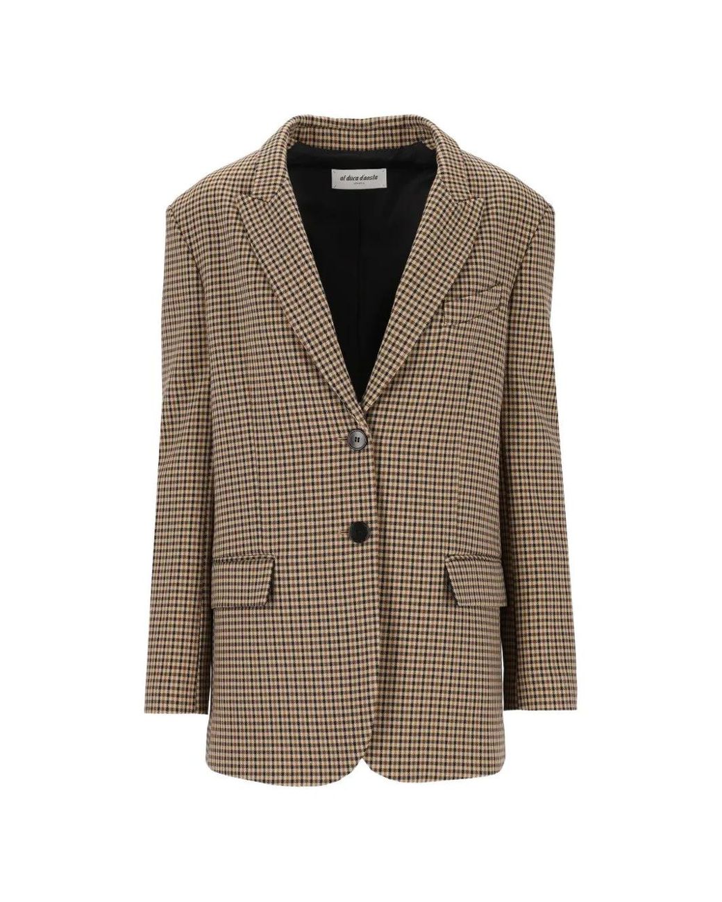 Al Duca D'aosta Brown Micro-Check Oversized Blazer