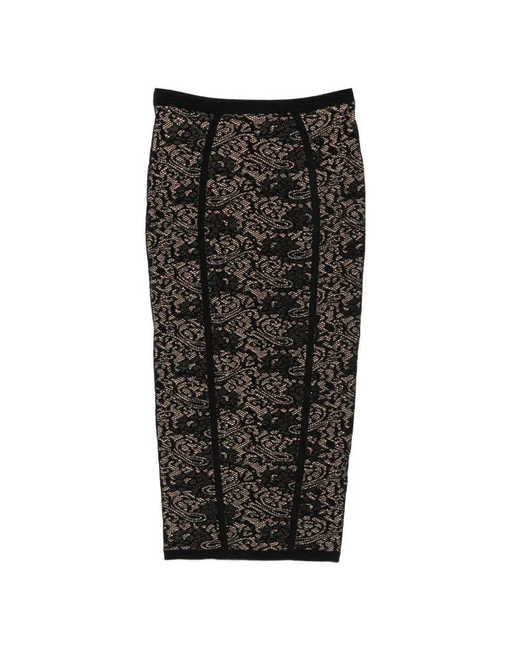 Elisabetta Franchi Black Knitted Midi Skirt
