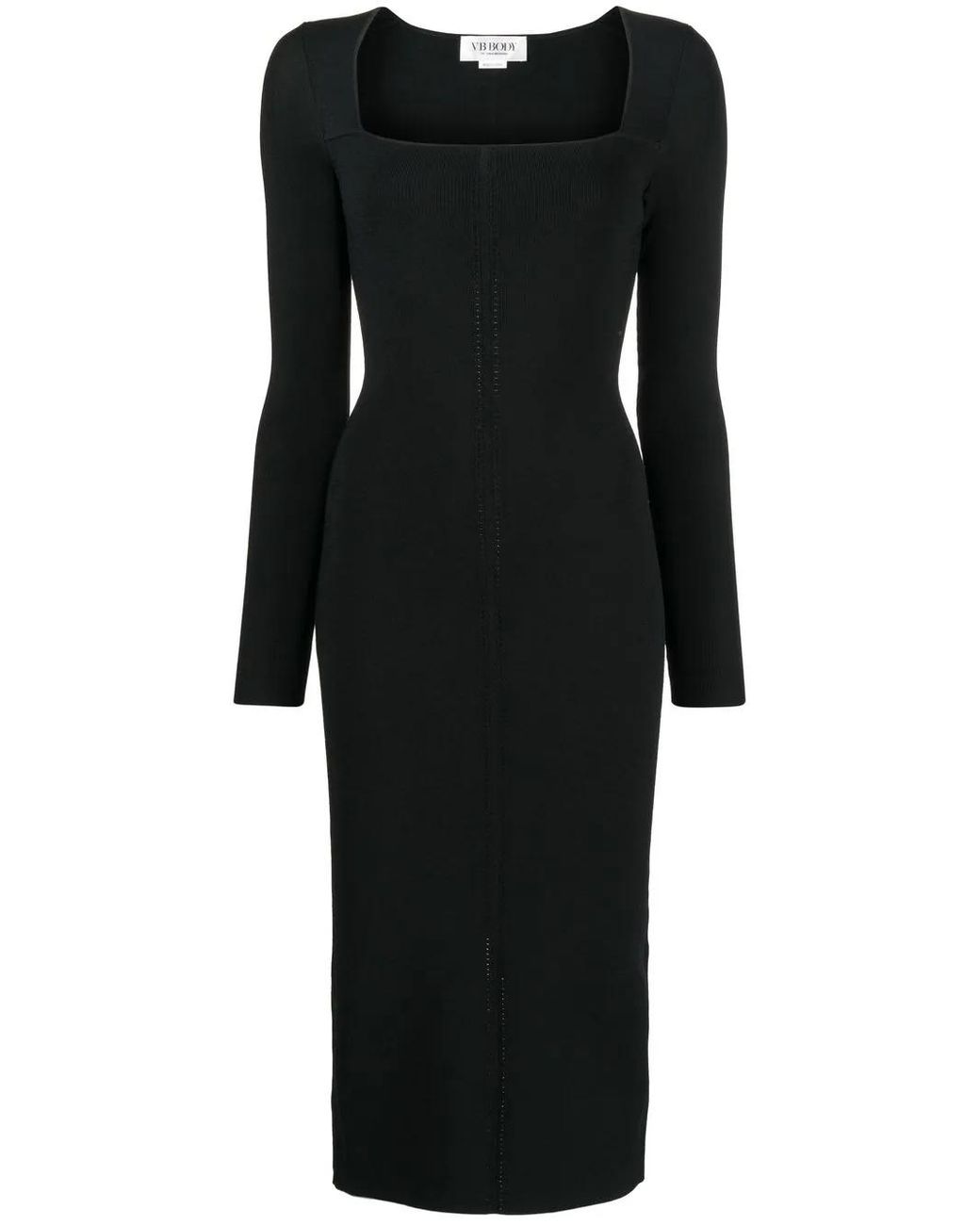 Victoria Beckham Black Fitted Square-Neck Dress