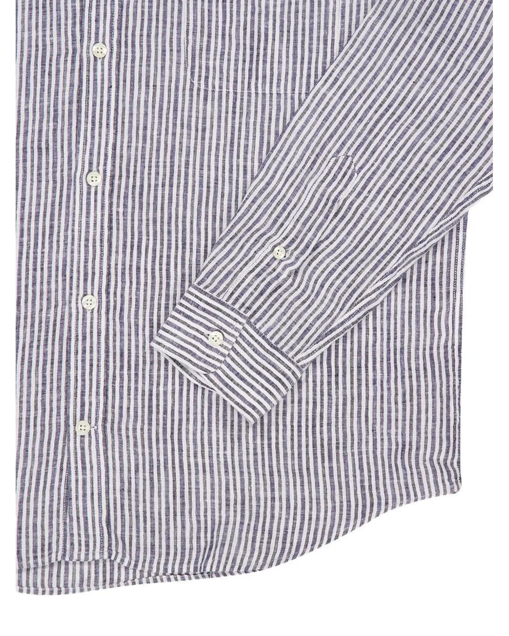 Frescobol Carioca Gray Telles Striped Linen Shirt for men