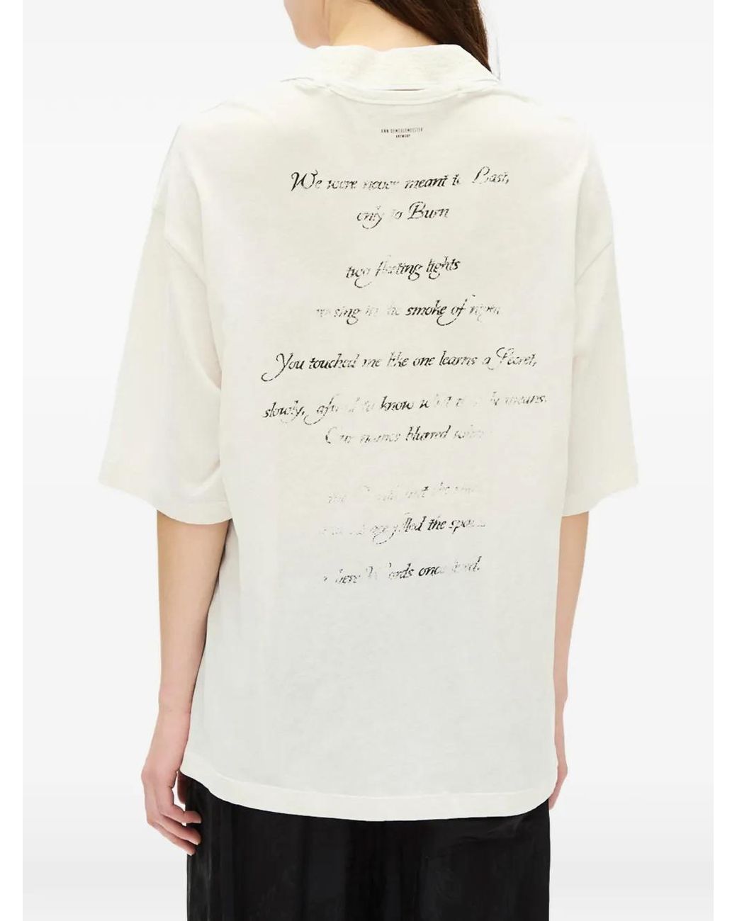 Ann Demeulemeester White Lace-Trim Jersey T-Shirt