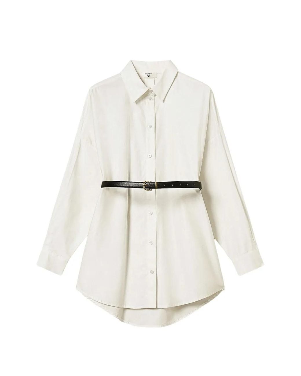 Twinset White Poplin Shirt With Belt