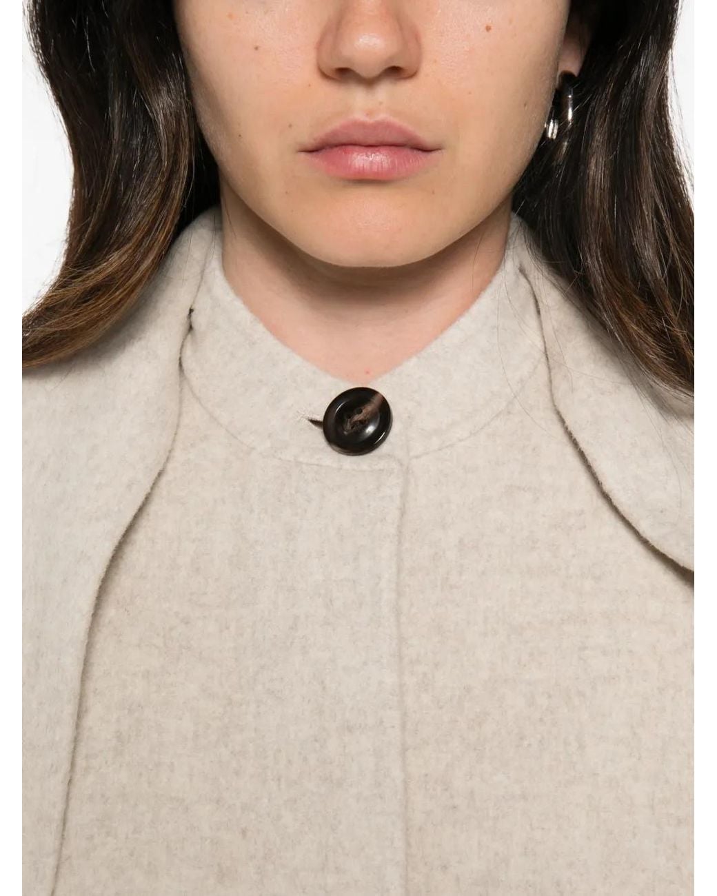 Soeur Natural Scarf-Detail Longline Coat