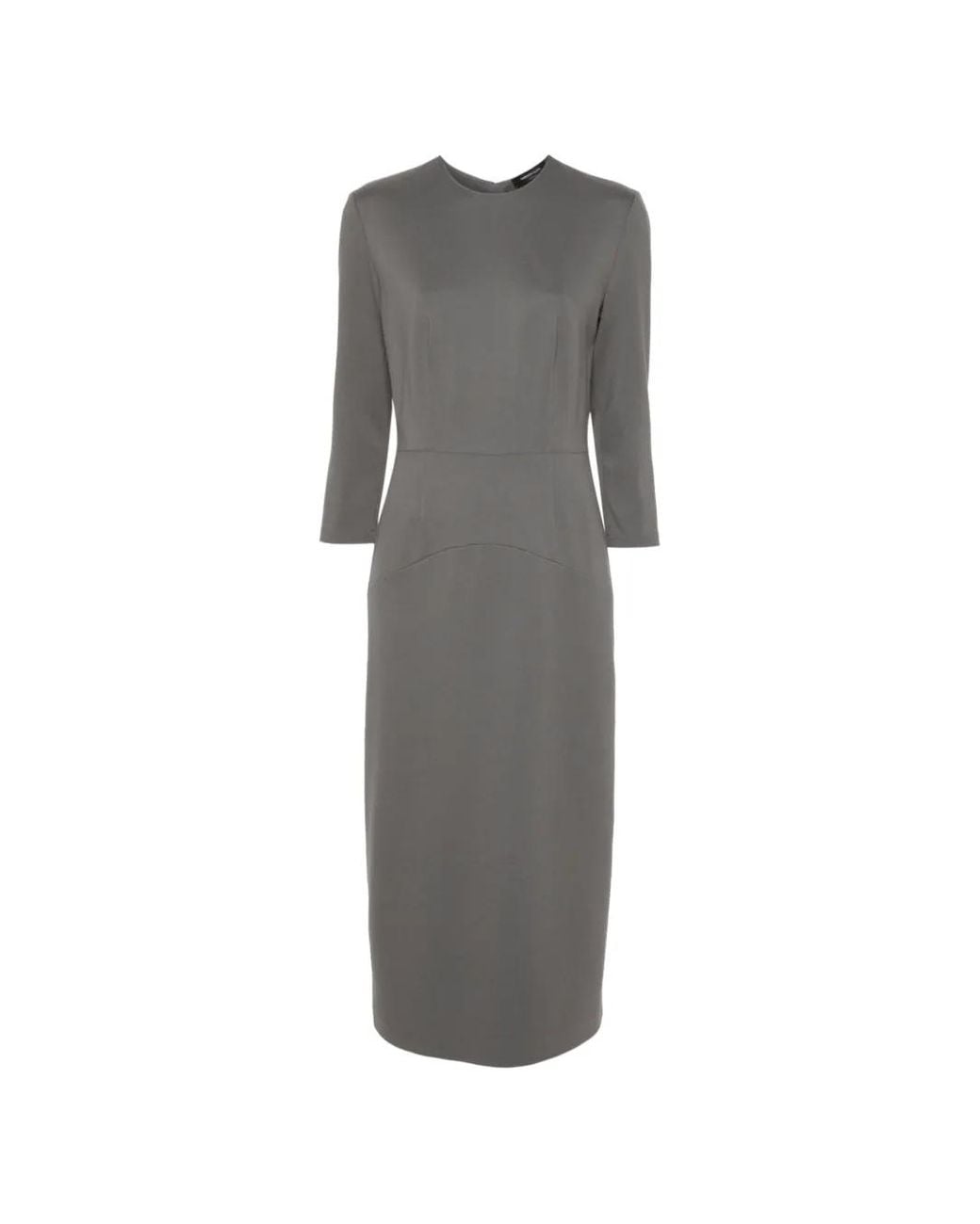 Fabiana Filippi Gray Crew Neck Midi Dress