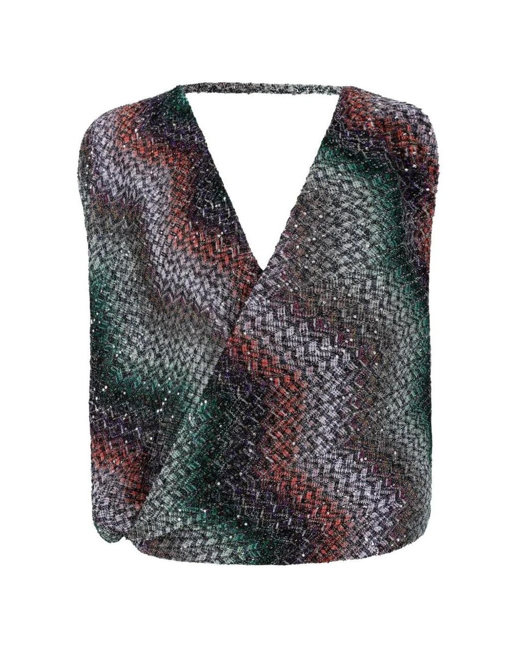 Missoni Blue Sequin-Embellished Zigzag Top