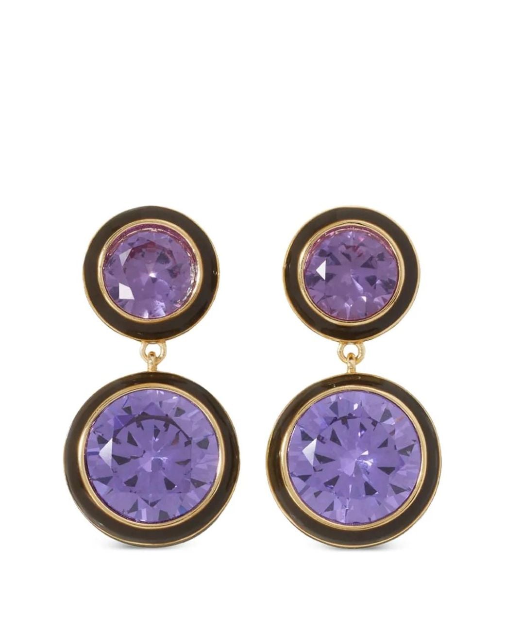 Roxanne Assoulin Purple Cubic Double-Drop Earrings
