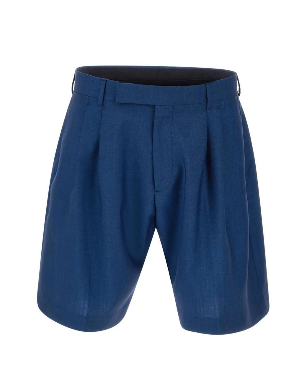 Paul Smith Blue Double-Pleated Tailored Shorts for men