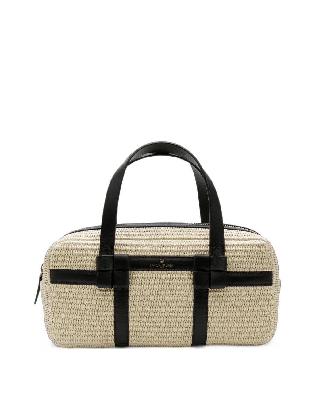 La Portegna Black Bibi Knotted-Detail Jute Tote Bag