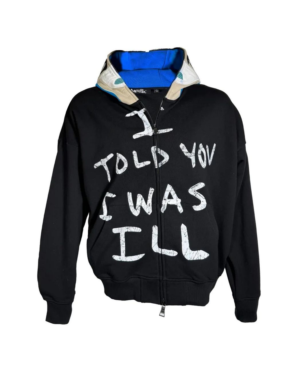 Haculla Blue Graphic-Print Zip-Up Hoodie for men