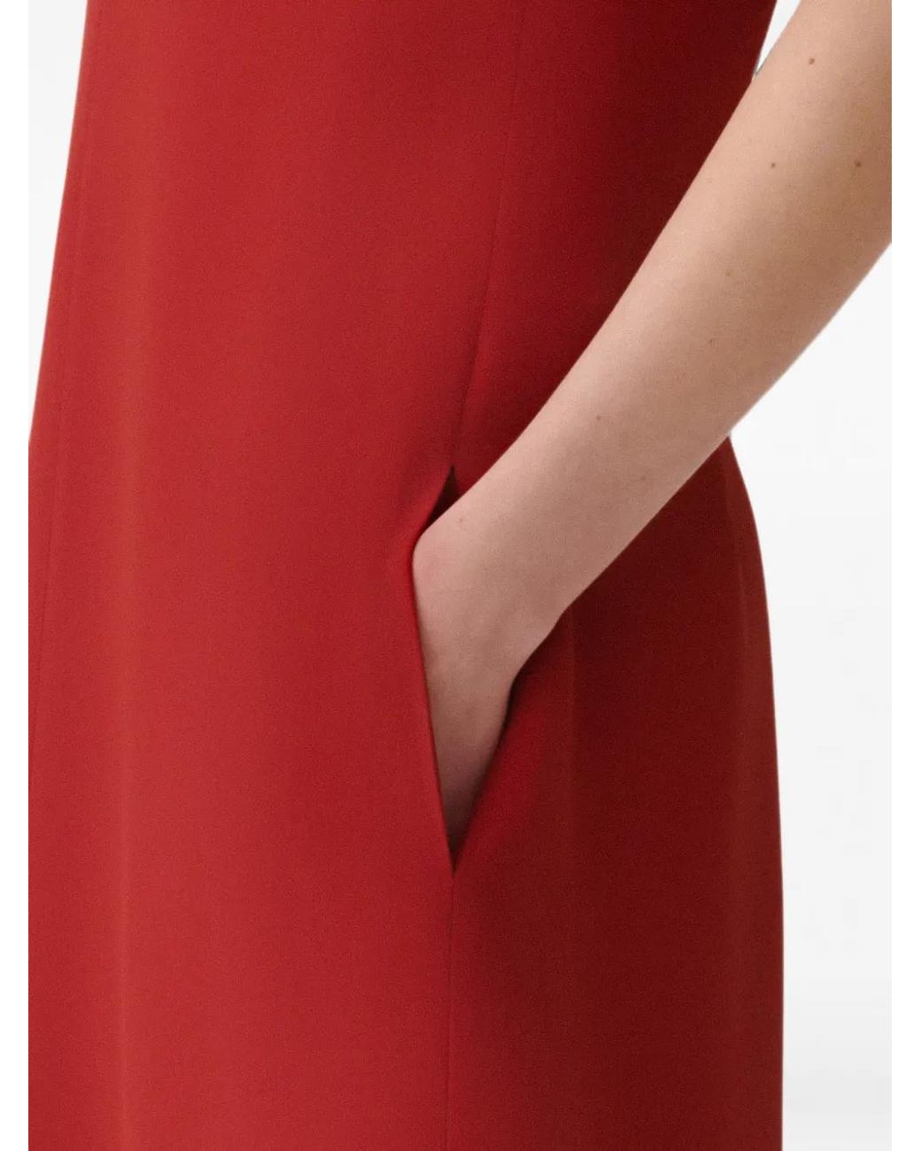 Fabiana Filippi Red Belted V-Neck Midi Dress