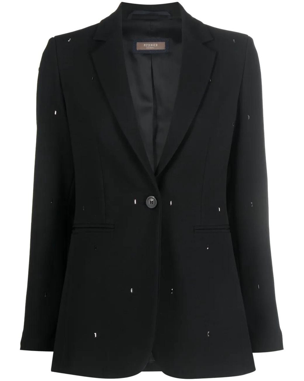 Peserico Black Crystal-Embellished Single-Breasted Blazer