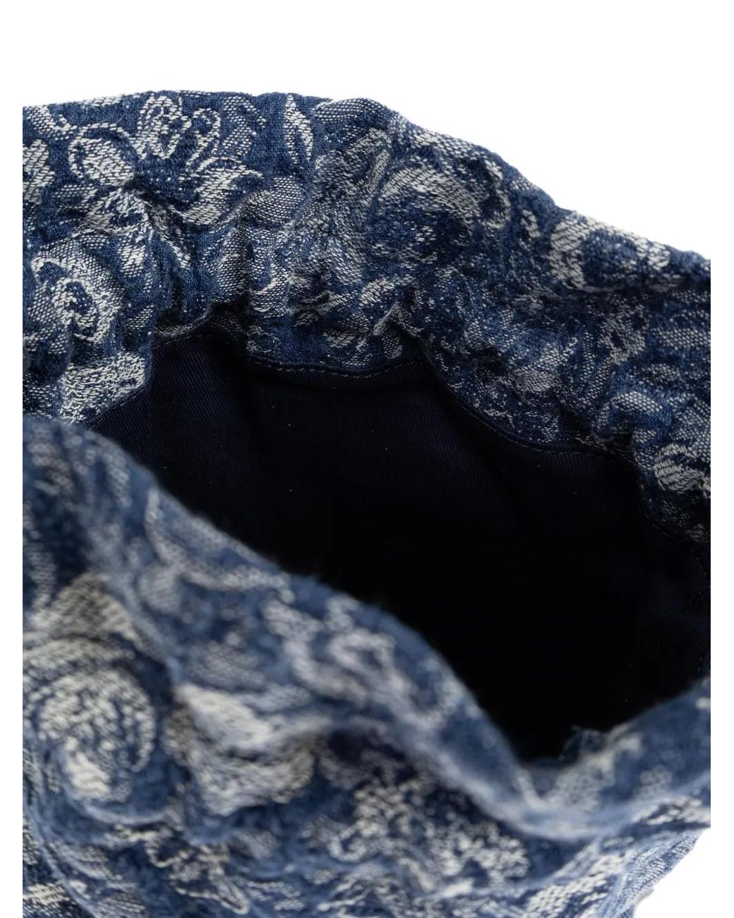 Ganni Blue Denim Waist Bag With Floral Motif