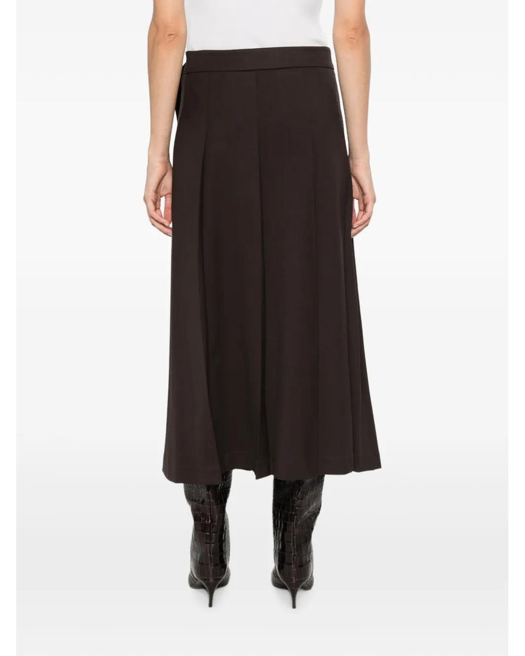 P.A.R.O.S.H. Black Pleated Wrap Midi Skirt