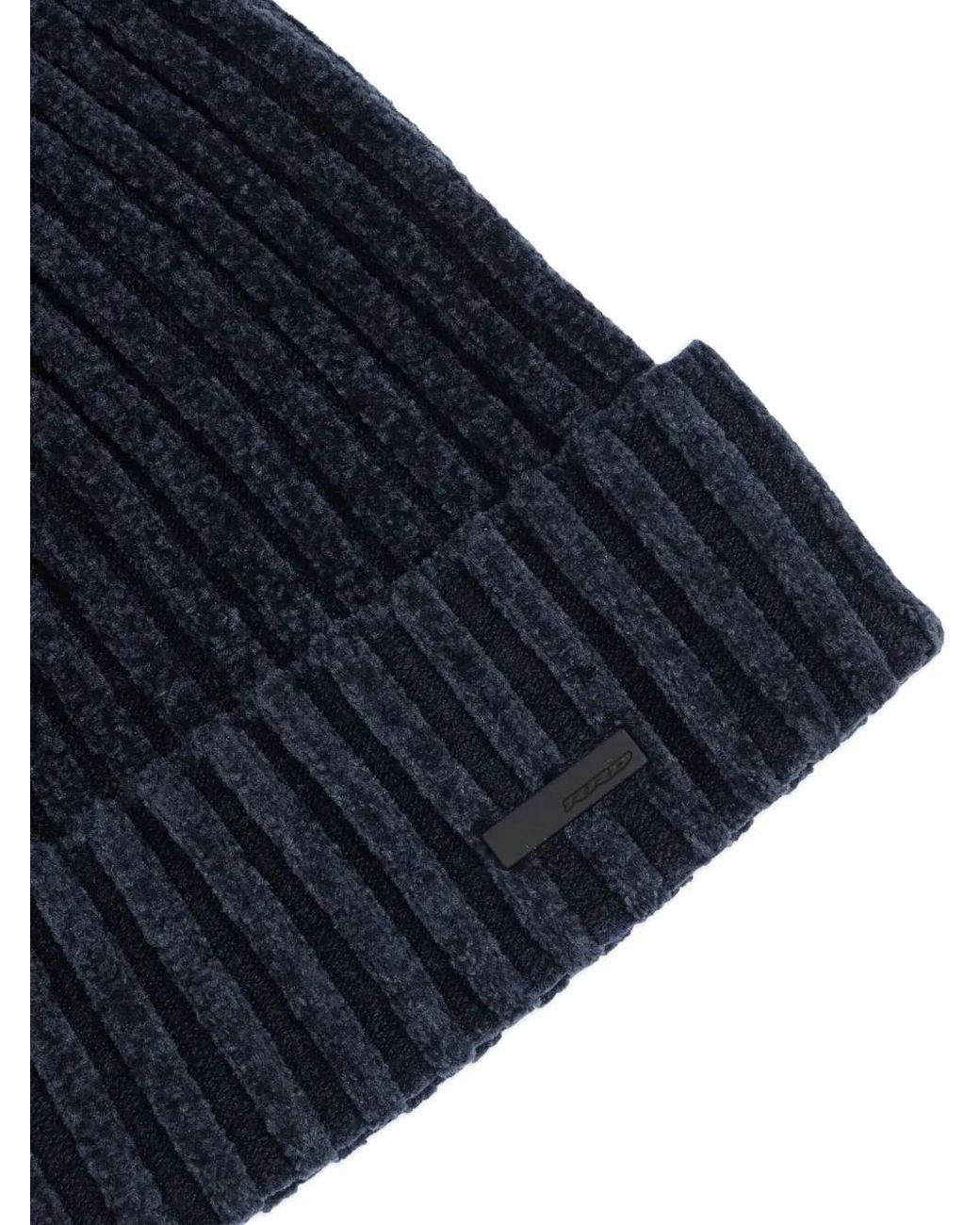 Rrd Blue Velvet-Effect Ribbed Beanie for men