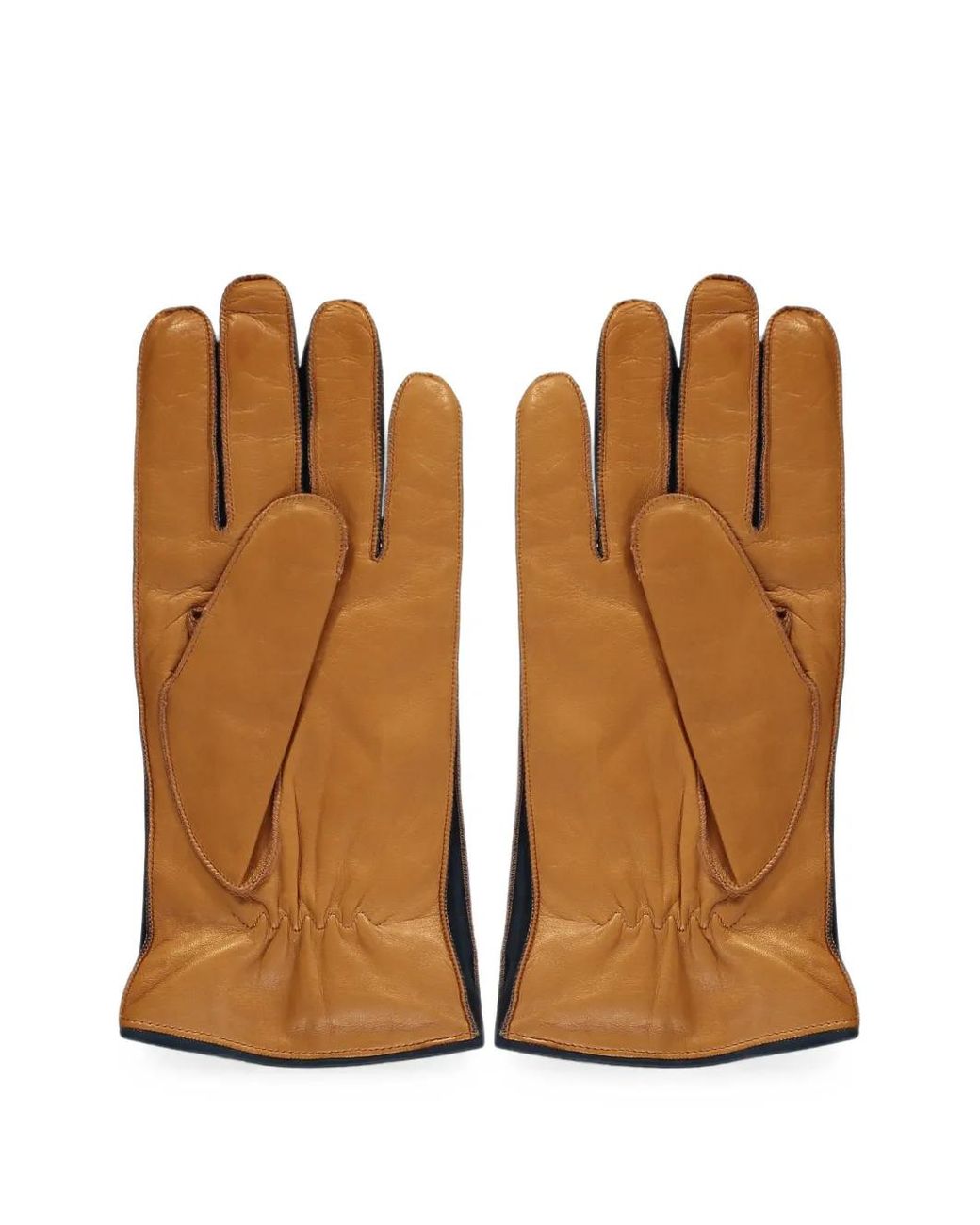Moorer Brown Topstitched Leather Gloves for men