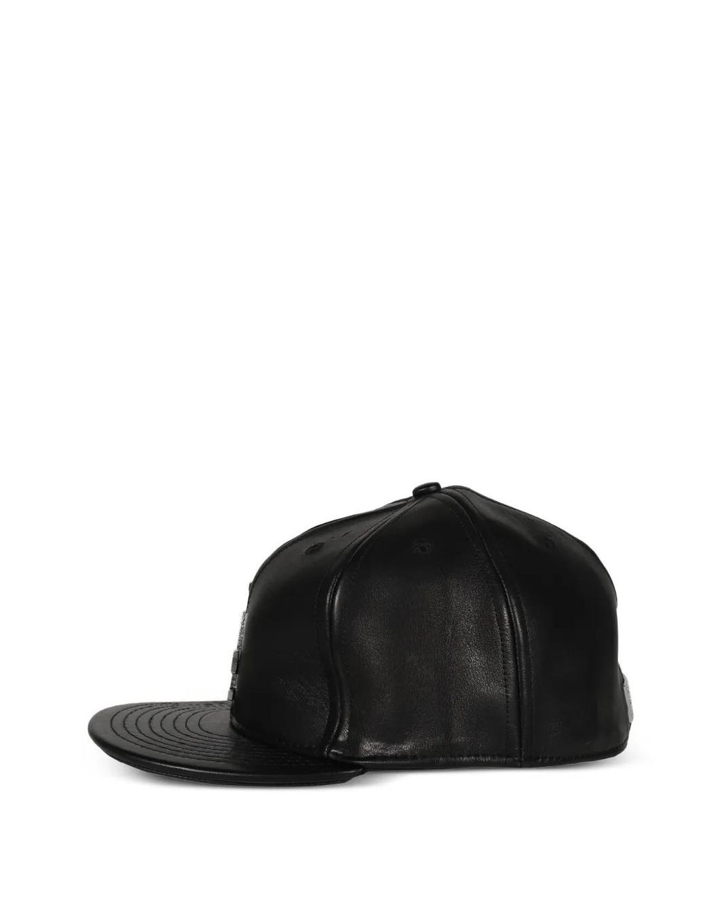 Earthling Collective Black Logo-Plaque Leather Cap for men