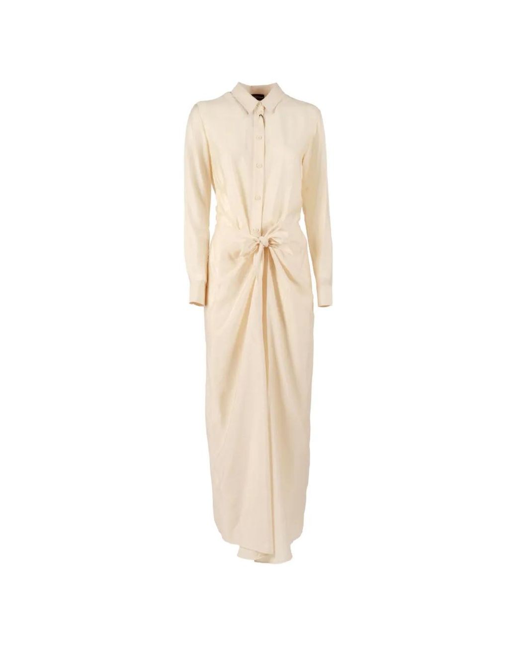Emporio Armani White Tie-Front Midi Dress