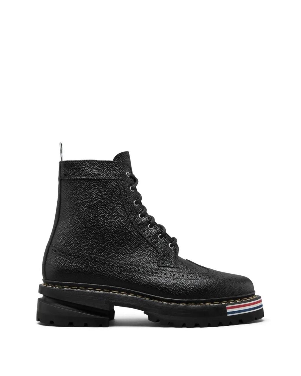 Thom Browne Black Pebble Grain Hiking Sole Longwing Boots