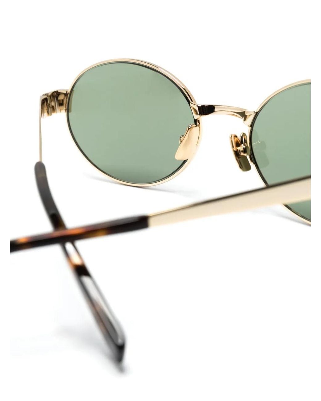 Saint Laurent Green 692 Oval-Frame Sunglasses