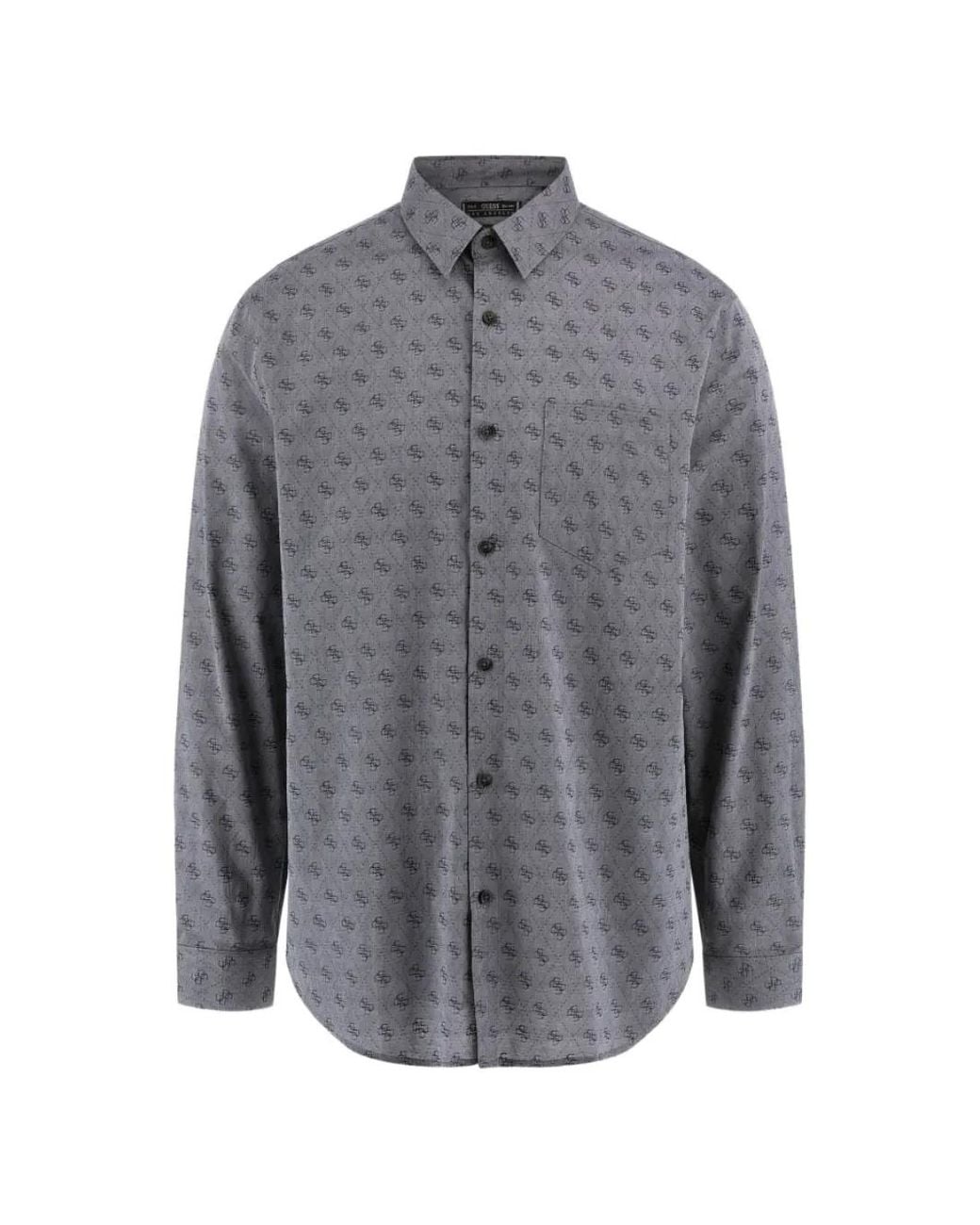 Guess Gray 4G Jacquard Shirt for men