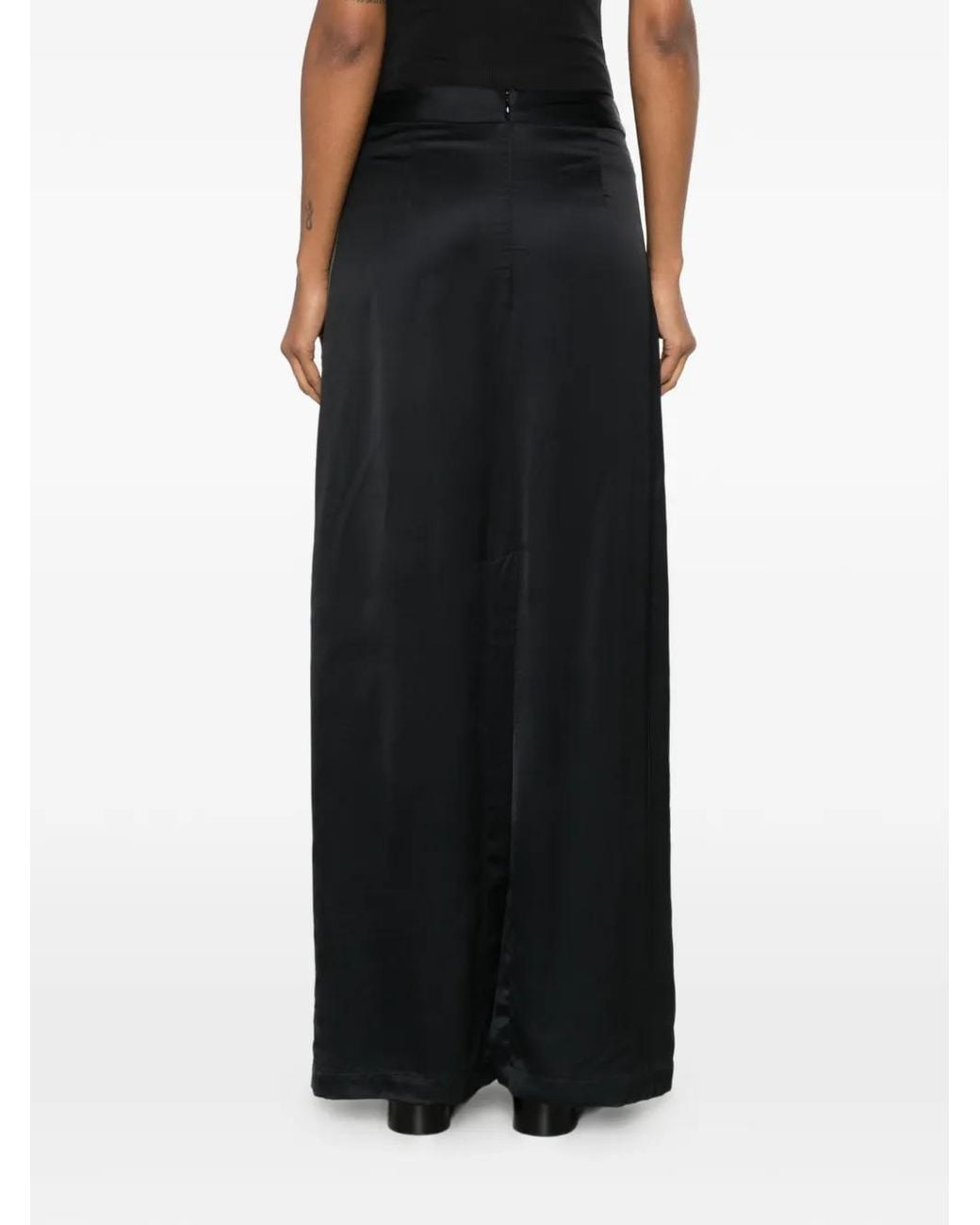 Lutz Huelle Black Column Zip-Up Maxi Skirt