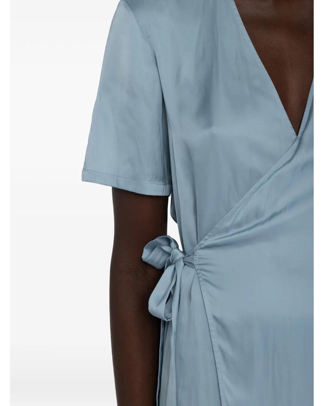 Zadig & Voltaire Blue Reforme Satin Wrap Dress