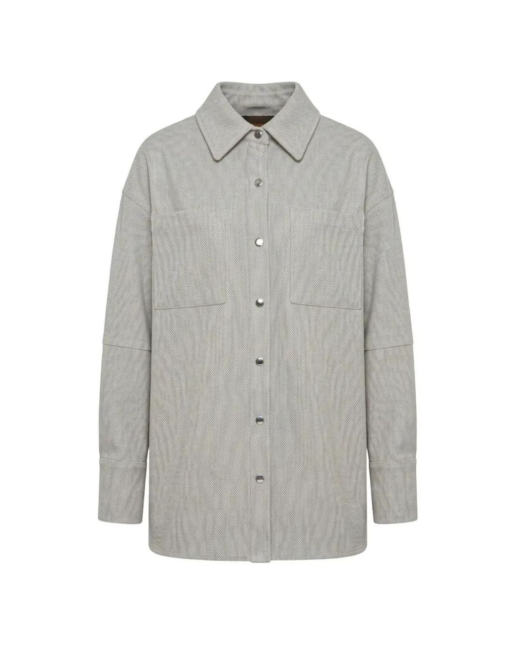 Moorer Gray Tess Button-Fastening Pocketed Shirt