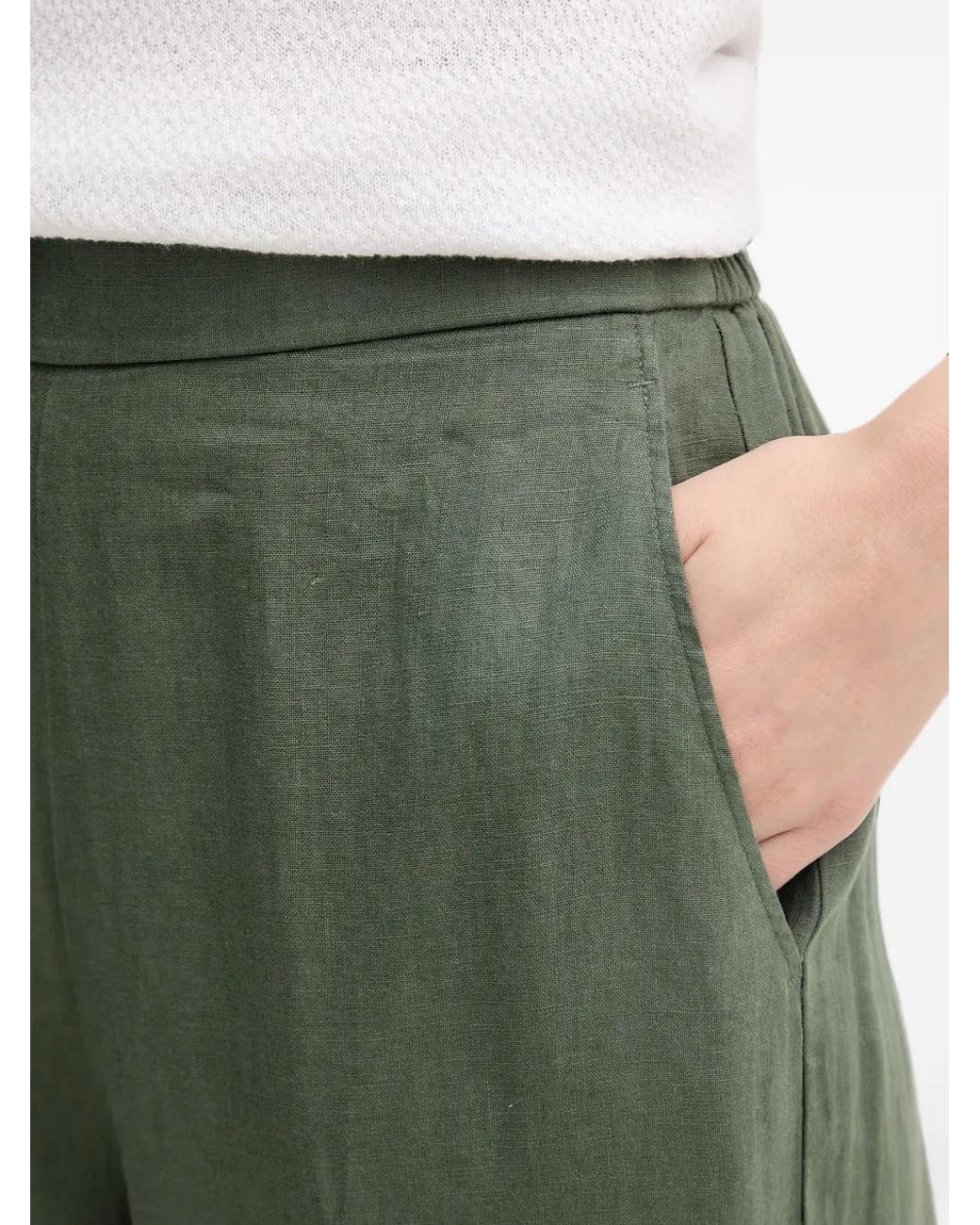 Benetton Green Pressed-Crease Wide-Leg Trousers