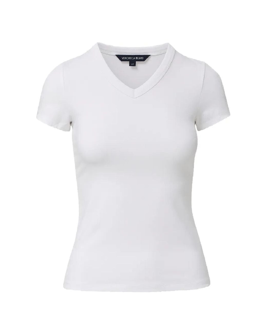 Veronica Beard White Devin V-Neck T-Shirt