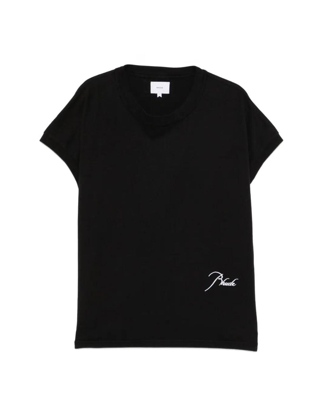 Rhude Black Logo-Embroidered Cap-Sleeve T-Shirt for men